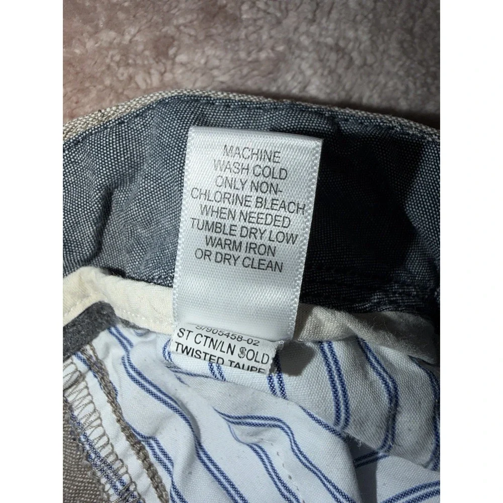 Banana Republic Men's Straight Fit 34x34 Cotton Linen Blend Taupe Drawstring